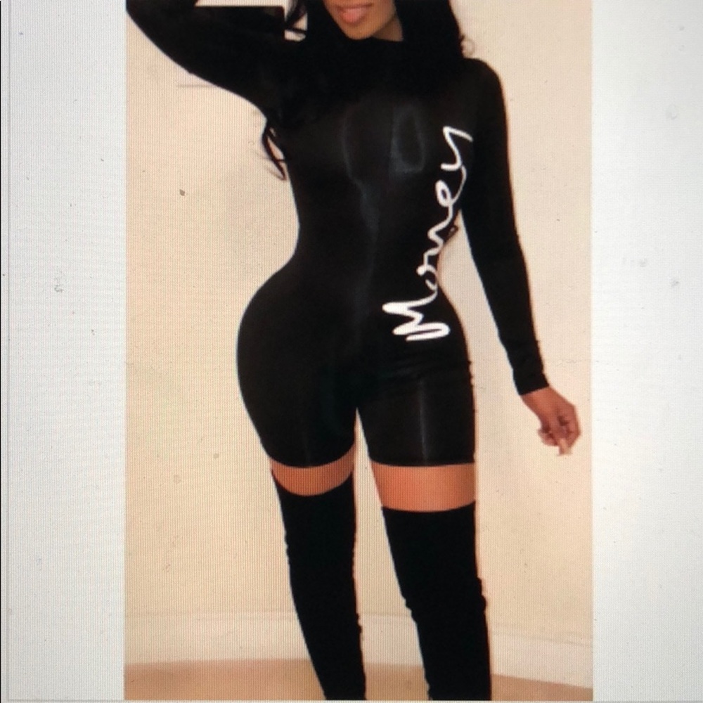 Printed black one piece romper
